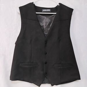 PJ Paul Jones Mens Medium Faux Suede Leather Suit Vest Pockets Snaps Western G